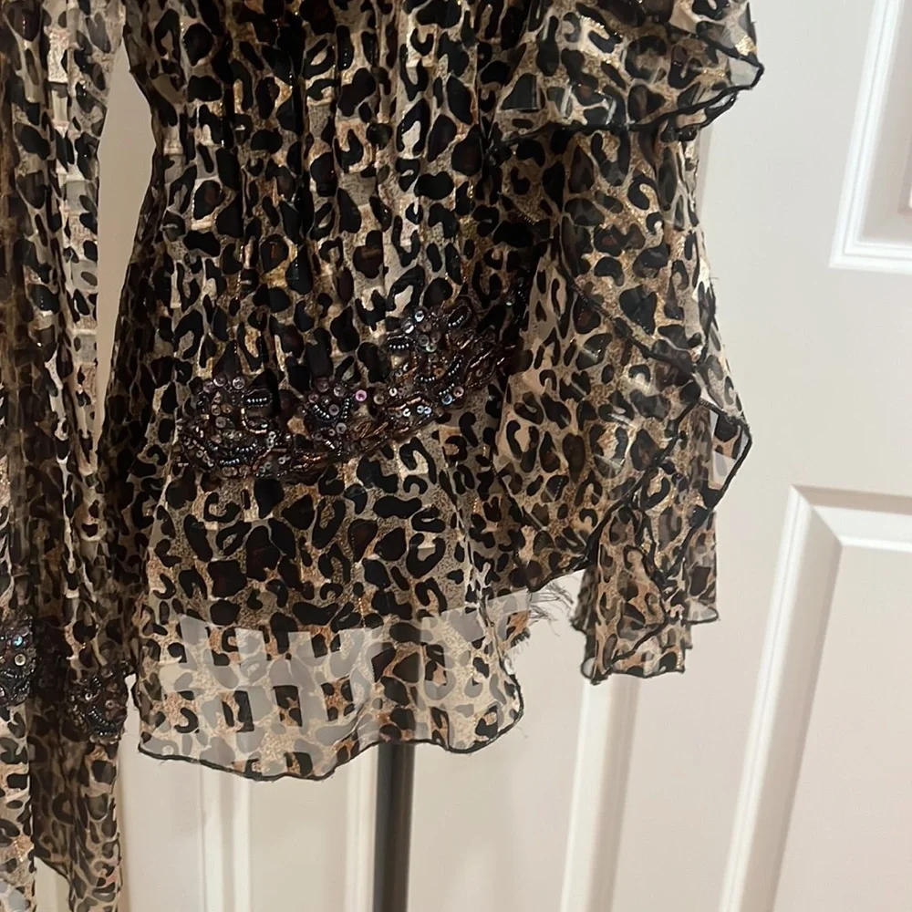 Mary L Couture, women’s, M, animal print blouse. 100% polyester. Like new! - Picture 4 of 10